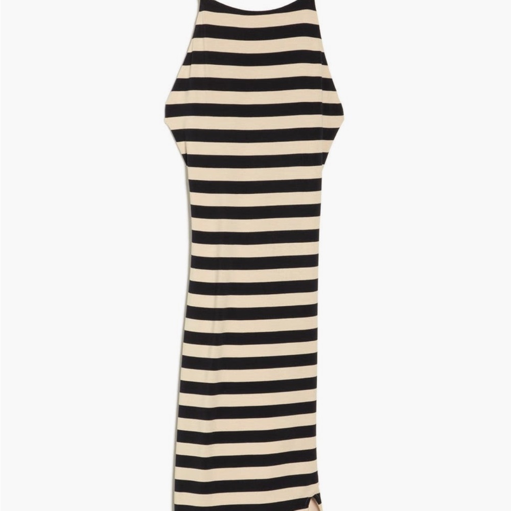 Rachel Parcell Black and Cream Striped Midi Dress